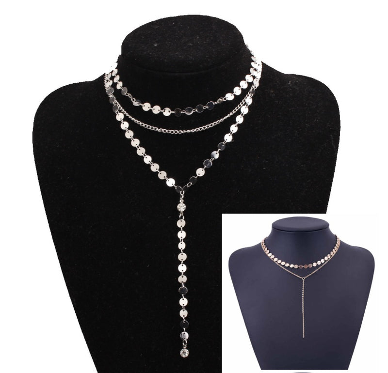 Tattoo Coin Choker One Layer Three Layers Lariat Y Chokers Rhinestone Crystal Necklace