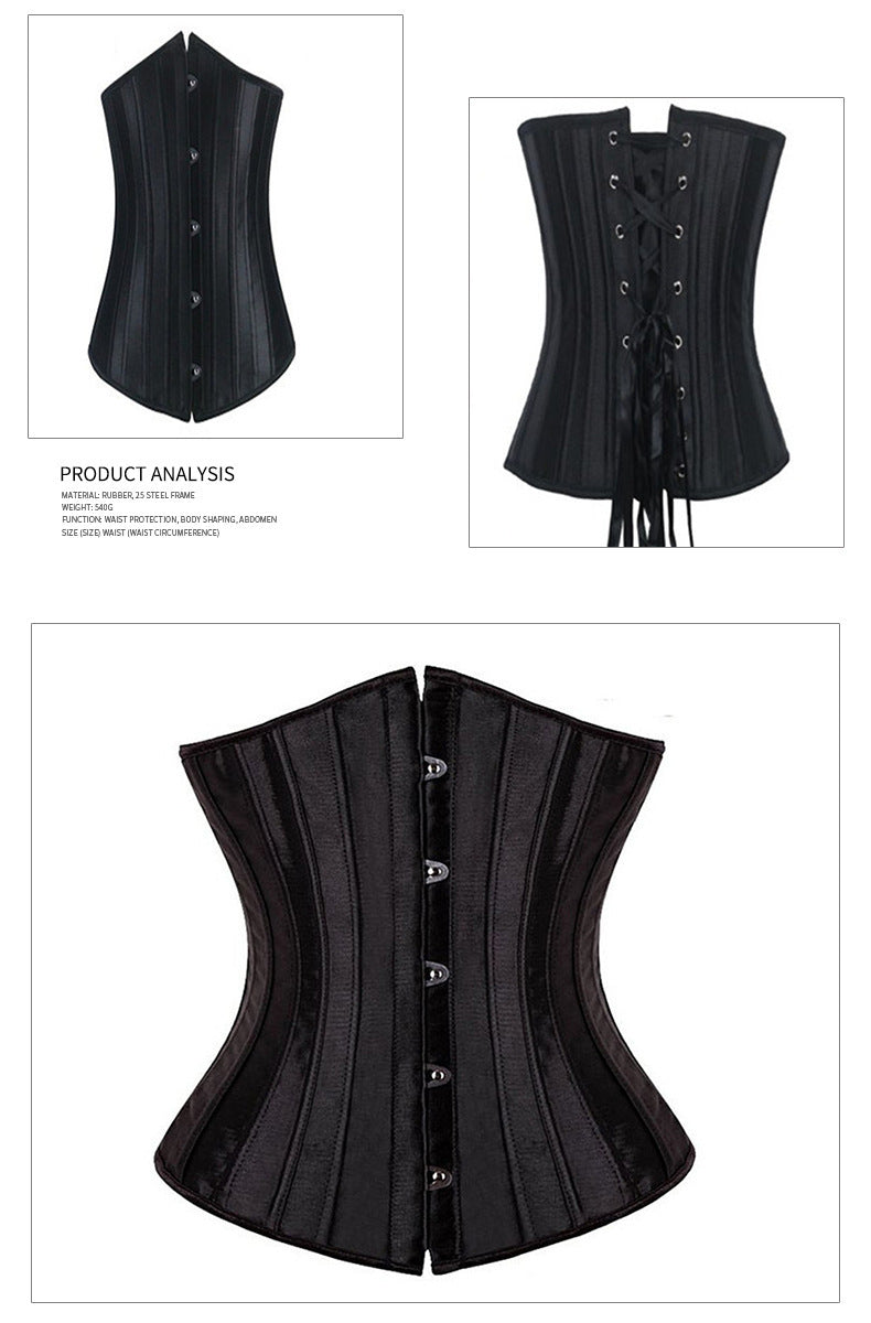 Steel Belly Belt Breast Support Court Corset Satin Fabric