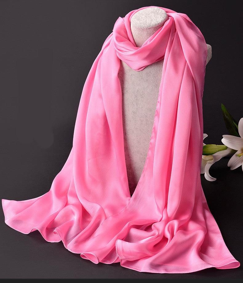 Ladies Fashion Solid Color Long Silk Scarf Shawl
