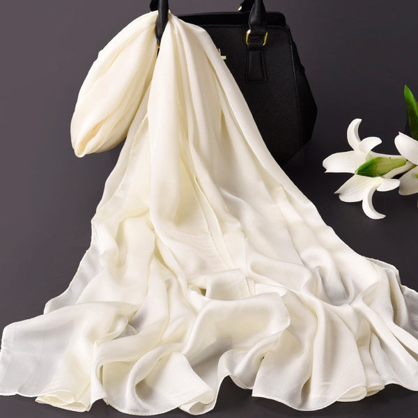 Ladies Fashion Solid Color Long Silk Scarf Shawl