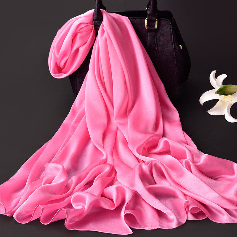 Ladies Fashion Solid Color Long Silk Scarf Shawl