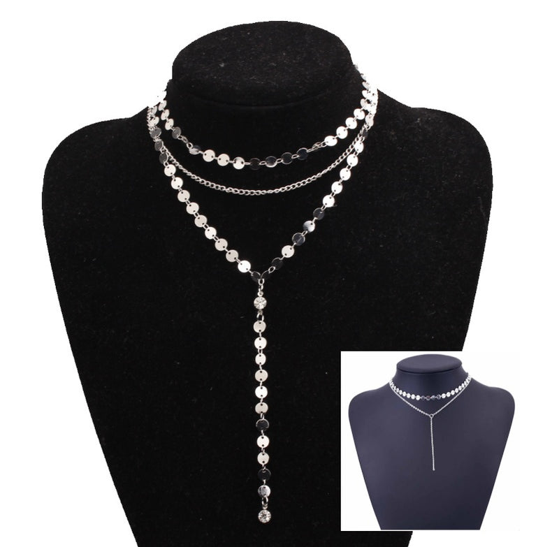 Tattoo Coin Choker One Layer Three Layers Lariat Y Chokers Rhinestone Crystal Necklace