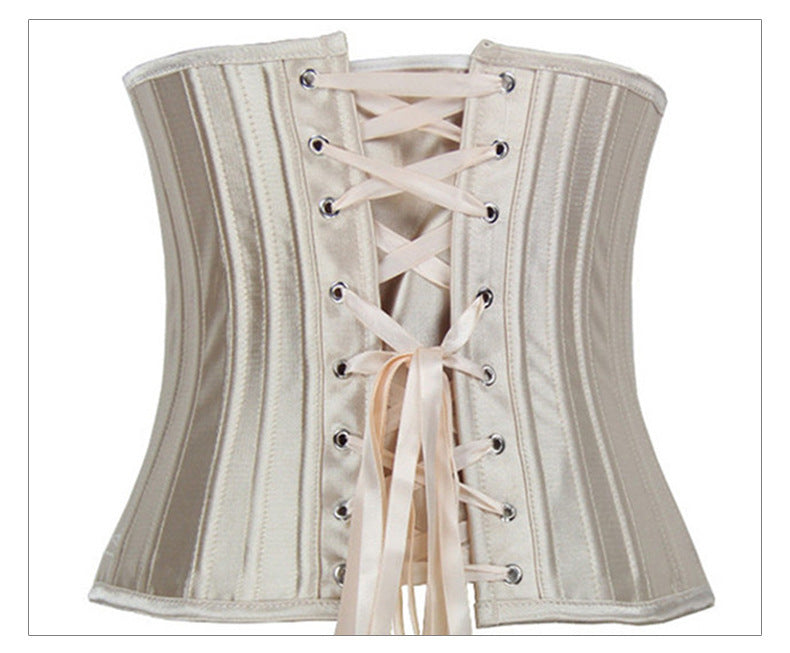 Steel Belly Belt Breast Support Court Corset Satin Fabric