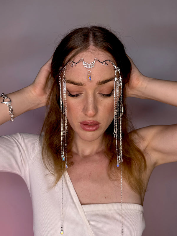 Headpiece. Crystal Chain Tiara Hair Jewelry