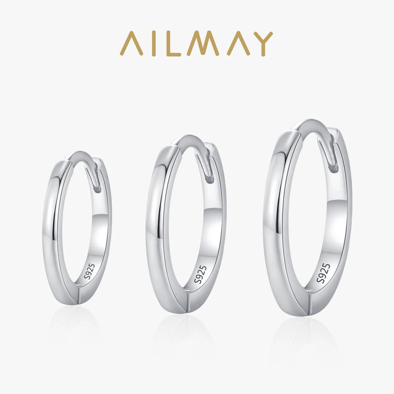 Ailmay 925 Sterling Silver Minimalist Classic Hoop Earrings, Cartilage Piercing Earrings For Women Everyday Wear And As Gifts