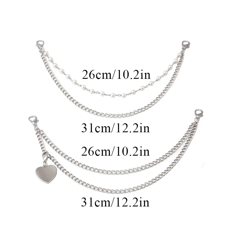 Y2k Metal Pearl Chain Strap For Bags Multi-layer Bag Chain For Handbag DIY Handles Star Pendant Shoulder Bag Chain Accessories