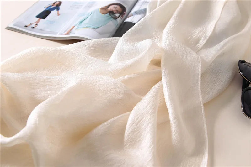 2023 Luxury Brand Women Fashion Scarf Plain Solid Silk Linen Shawls Scarves Summer Lady Bandanas Pashmina Foulard Hijab 180*90Cm