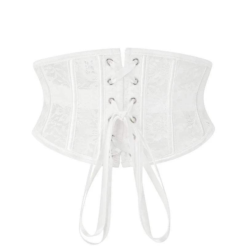 Waist Clip Slimming Belt Women 14 Spiral Steel Boned Shaping Girdle Corset Short Sexy Lace Adjustable Buckle Lace Up Shapewear