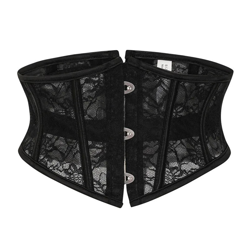 Waist Clip Slimming Belt Women 14 Spiral Steel Boned Shaping Girdle Corset Short Sexy Lace Adjustable Buckle Lace Up Shapewear