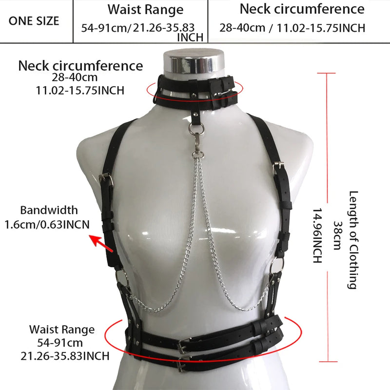 Women Sexy Harness Belt Chest Harness Corset Leather Lingerie Bdsm Bondage Lingerie Harness for Women Gothic Fetish Clothing