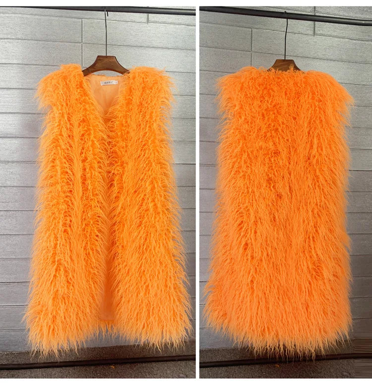 Long Faux Fur Vest