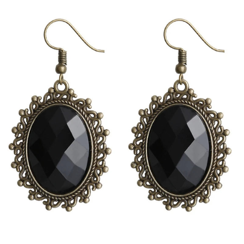 4pcs/set Gothic Dark Style Black Color Teardrop Pendant Lace Bracelet Ring Set Women's Personalized Holiday Punk Jewelry Gift