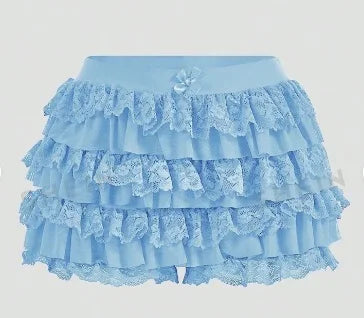 Women's Sweet Bow Lace Ruffles Shorts  Aesthetic 2000s Elastic Waist Short Pants Summer Shorts