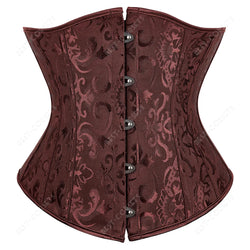 Brown Corset Women Steampunk Faux Leather Underbust Corset Steel Boned Bustier Gothic Chain Couture Corset Underbust