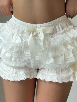 Ruffle Lace Shorts - Ivory