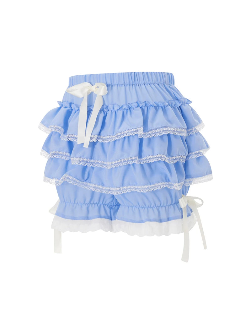 Ruffle Lace Shorts - Blue