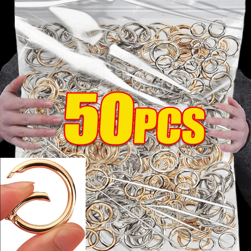10/50pcs Metal O Ring Spring Clasps for DIY Fashion