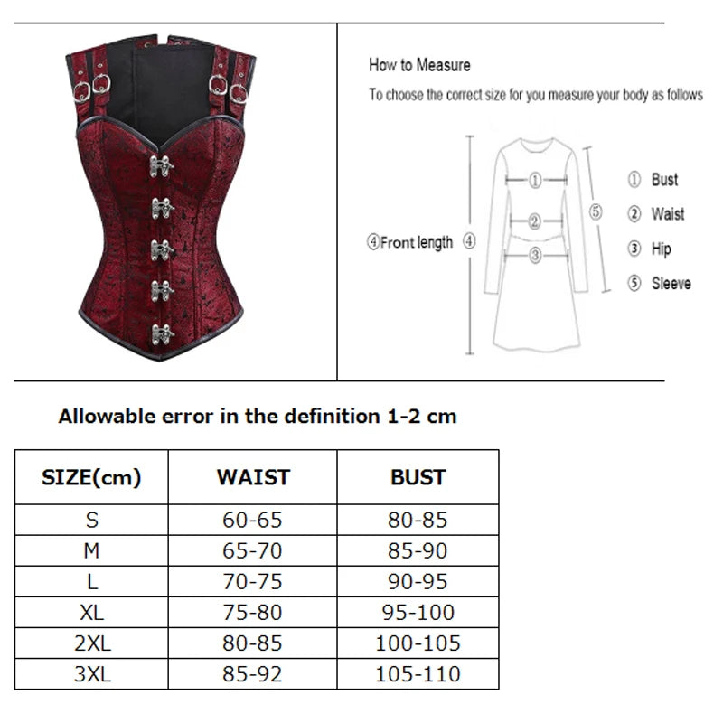 STEAMPUNK Steel Boned Corset Adjustable Straps