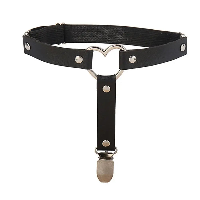 Sexy Heart Thigh Chain Garter Belt Pu Leg For Women Harness With Flower Rope Personality Accessories X9r9