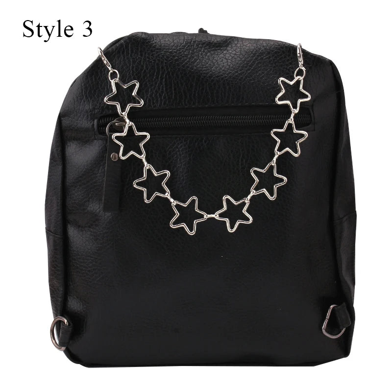 Y2k Metal Pearl Chain Strap For Bags Multi-layer Bag Chain For Handbag DIY Handles Star Pendant Shoulder Bag Chain Accessories