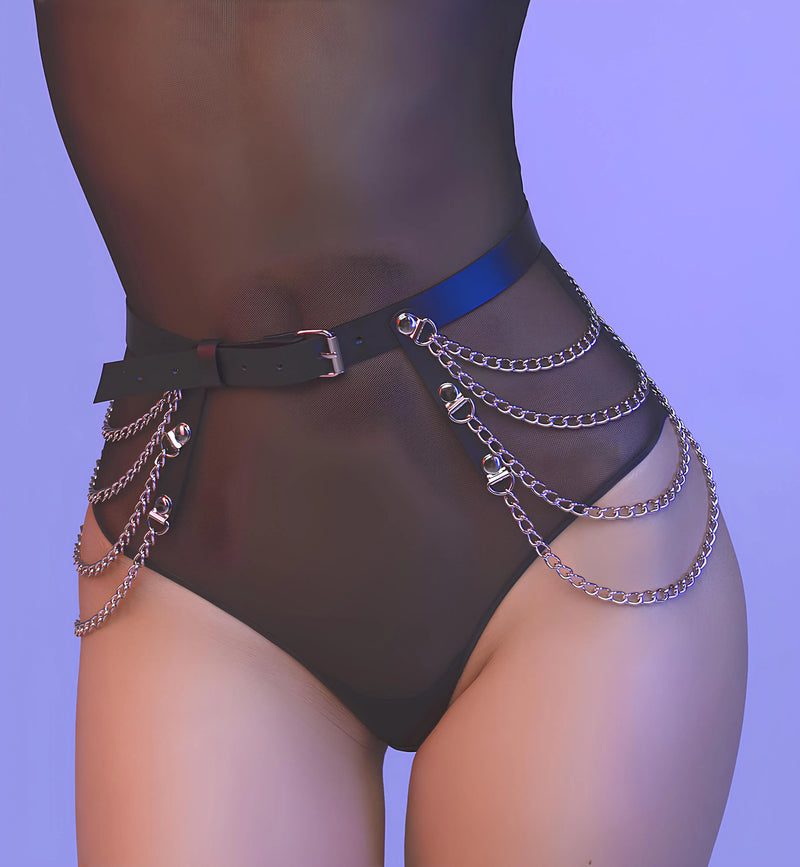 Women Sexy Leg Chain Harness garter Belt Waist Corset Belt Leather Harness Waists Thigh Harness Gothic Clothing Accessory