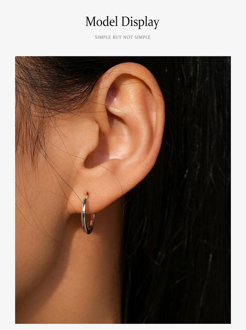 Ailmay 925 Sterling Silver Minimalist Classic Hoop Earrings, Cartilage Piercing Earrings For Women Everyday Wear And As Gifts