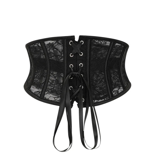 Waist Clip Slimming Belt Women 14 Spiral Steel Boned Shaping Girdle Corset Short Sexy Lace Adjustable Buckle Lace Up Shapewear