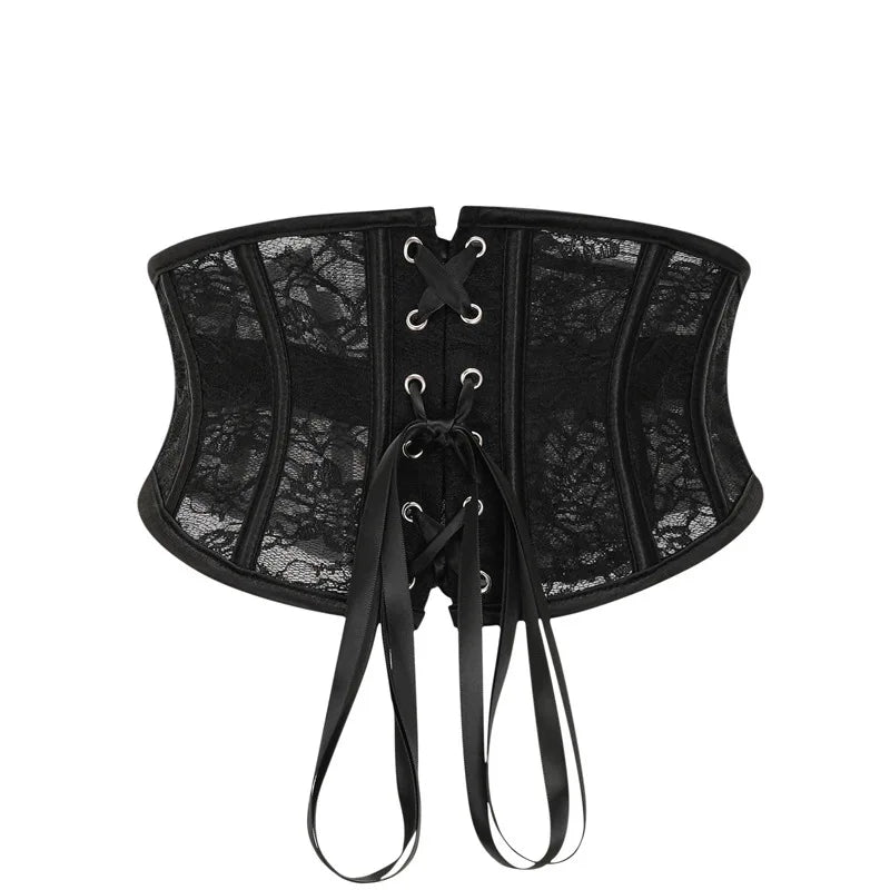Waist Clip Slimming Belt Women 14 Spiral Steel Boned Shaping Girdle Corset Short Sexy Lace Adjustable Buckle Lace Up Shapewear