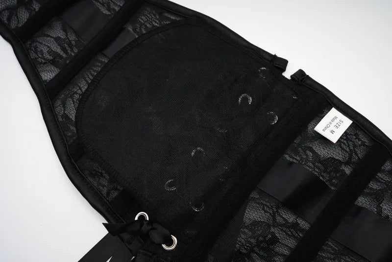 Waist Clip Slimming Belt Women 14 Spiral Steel Boned Shaping Girdle Corset Short Sexy Lace Adjustable Buckle Lace Up Shapewear