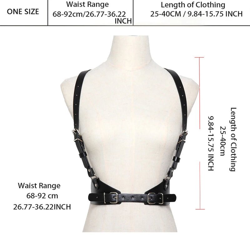 Women Fashion Harness Pu Leather Studded Decor Harness Adjustable Harness Belt Gothic Harness Bondage lingerie chest harness
