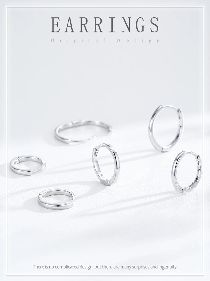 Ailmay 925 Sterling Silver Minimalist Classic Hoop Earrings, Cartilage Piercing Earrings For Women Everyday Wear And As Gifts