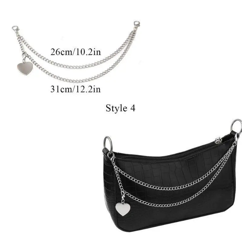 Y2k Metal Pearl Chain Strap For Bags Multi-layer Bag Chain For Handbag DIY Handles Star Pendant Shoulder Bag Chain Accessories