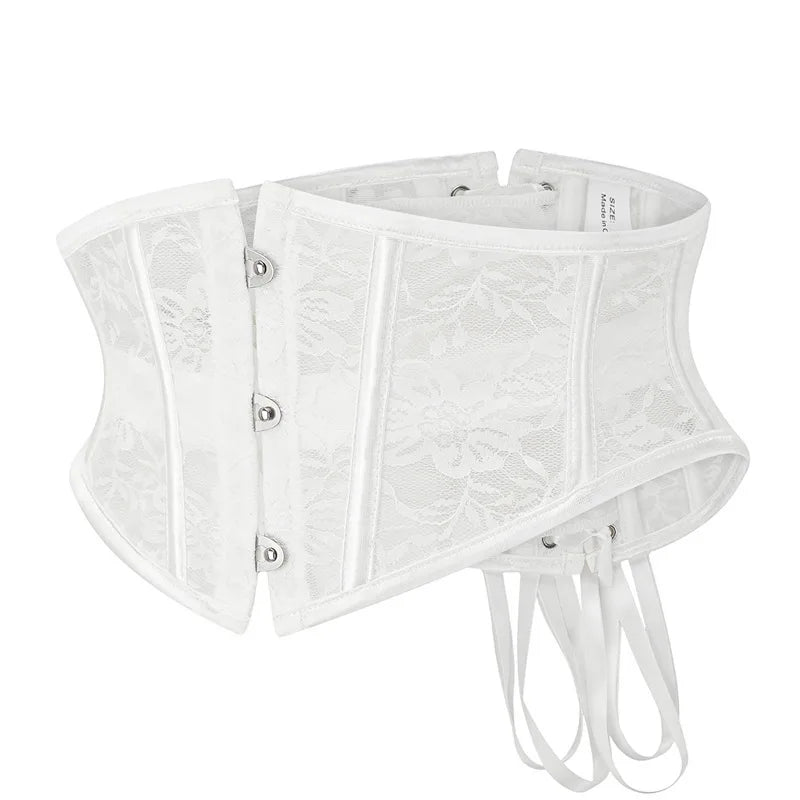 Waist Clip Slimming Belt Women 14 Spiral Steel Boned Shaping Girdle Corset Short Sexy Lace Adjustable Buckle Lace Up Shapewear