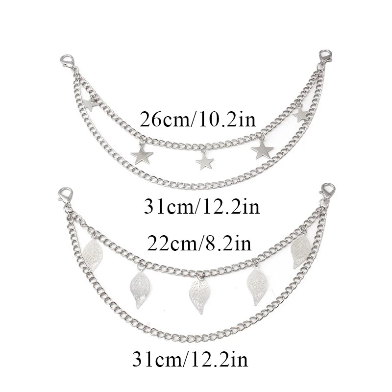 Y2k Metal Pearl Chain Strap For Bags Multi-layer Bag Chain For Handbag DIY Handles Star Pendant Shoulder Bag Chain Accessories
