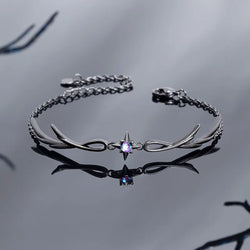 A punk style twilight black feather diamond alloy bracelet for women, an exquisite gift for women