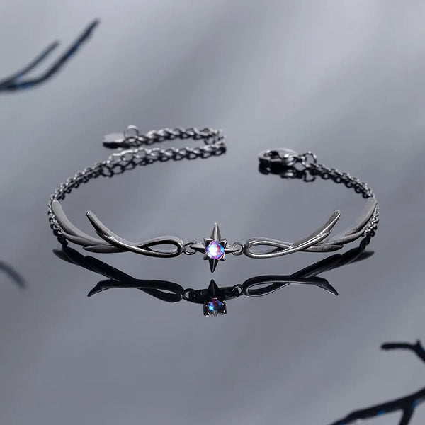 A punk style twilight black feather diamond alloy bracelet for women, an exquisite gift for women