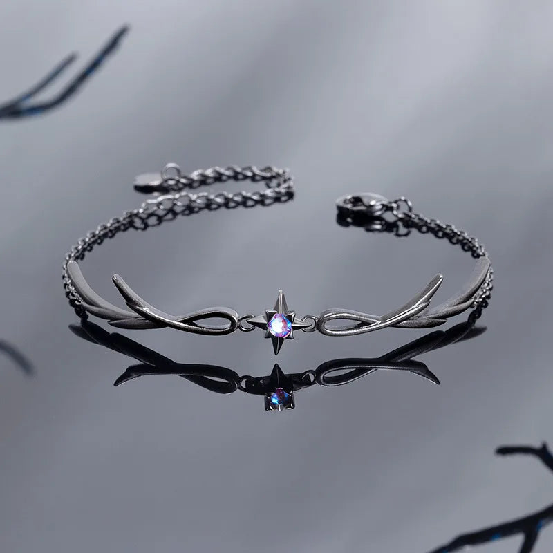 A punk style twilight black feather diamond alloy bracelet for women, an exquisite gift for women