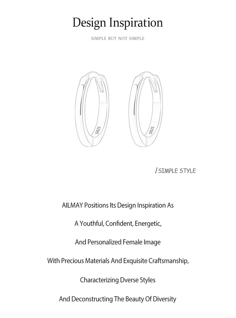 Ailmay 925 Sterling Silver Minimalist Classic Hoop Earrings, Cartilage Piercing Earrings For Women Everyday Wear And As Gifts