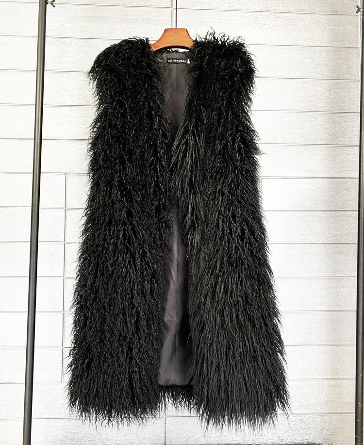 Long Faux Fur Vest