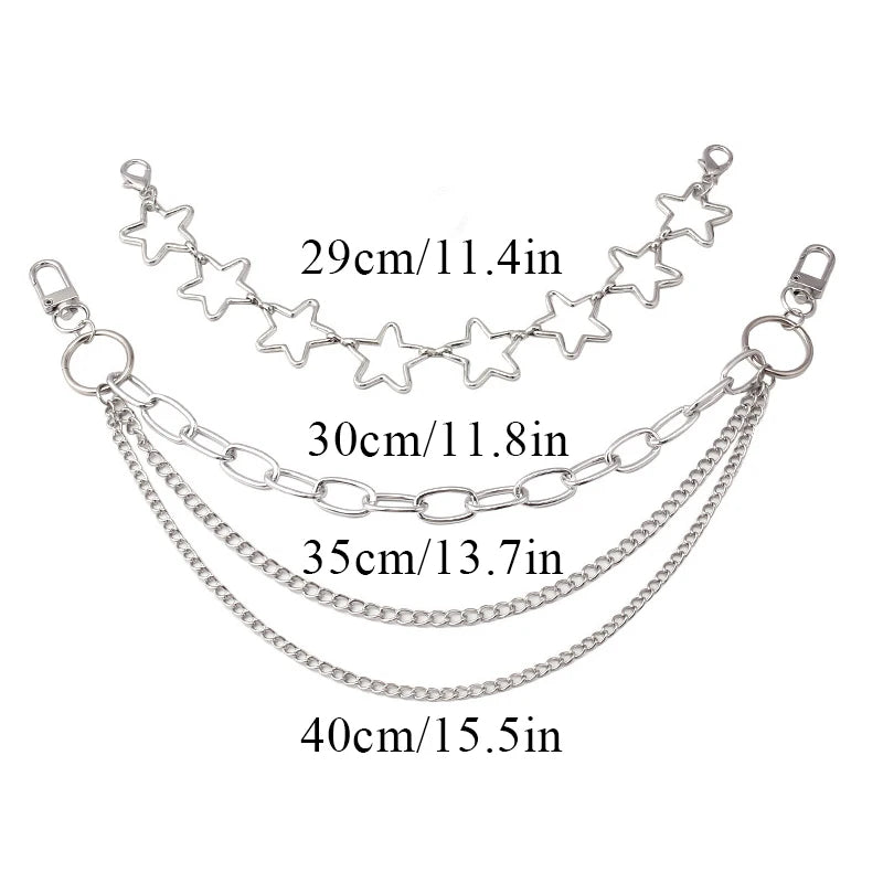 Y2k Metal Pearl Chain Strap For Bags Multi-layer Bag Chain For Handbag DIY Handles Star Pendant Shoulder Bag Chain Accessories