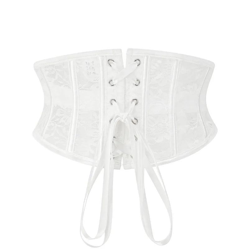 Waist Clip Slimming Belt Women 14 Spiral Steel Boned Shaping Girdle Corset Short Sexy Lace Adjustable Buckle Lace Up Shapewear