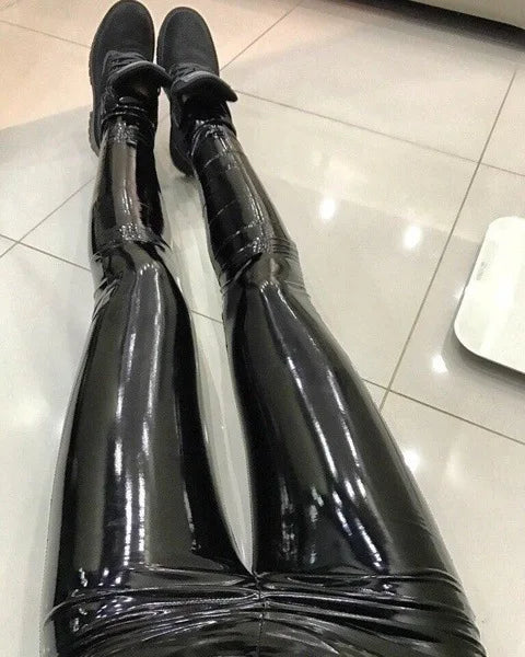 New Bright  Pu Pants Women Black Slim Leather Pants Sexy Hip Liftting Yoga Fitness Leggings Running Casual Fashion Pu Pants
