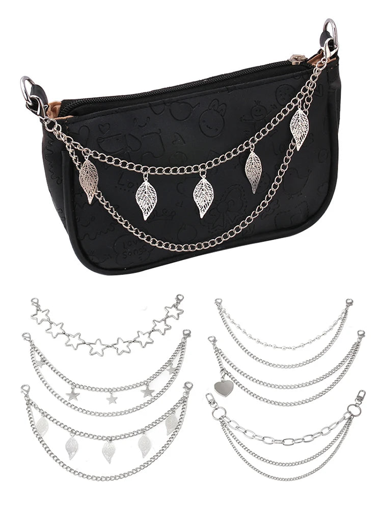 Y2k Metal Pearl Chain Strap For Bags Multi-layer Bag Chain For Handbag DIY Handles Star Pendant Shoulder Bag Chain Accessories