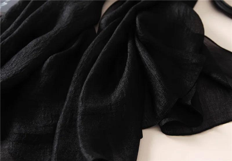 2023 Luxury Brand Women Fashion Scarf Plain Solid Silk Linen Shawls Scarves Summer Lady Bandanas Pashmina Foulard Hijab 180*90Cm