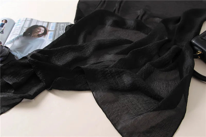 2023 Luxury Brand Women Fashion Scarf Plain Solid Silk Linen Shawls Scarves Summer Lady Bandanas Pashmina Foulard Hijab 180*90Cm