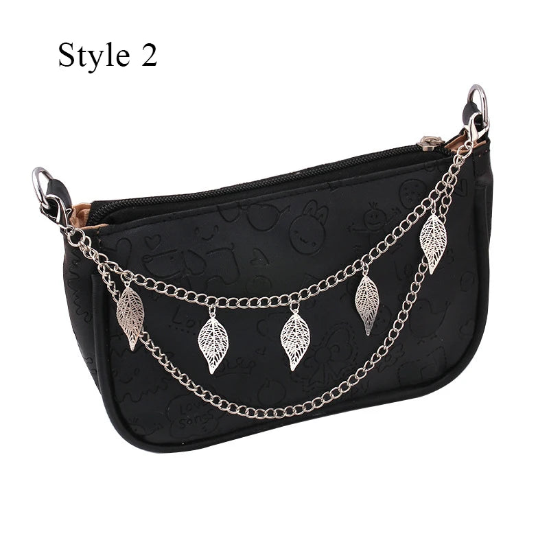 Y2k Metal Pearl Chain Strap For Bags Multi-layer Bag Chain For Handbag DIY Handles Star Pendant Shoulder Bag Chain Accessories