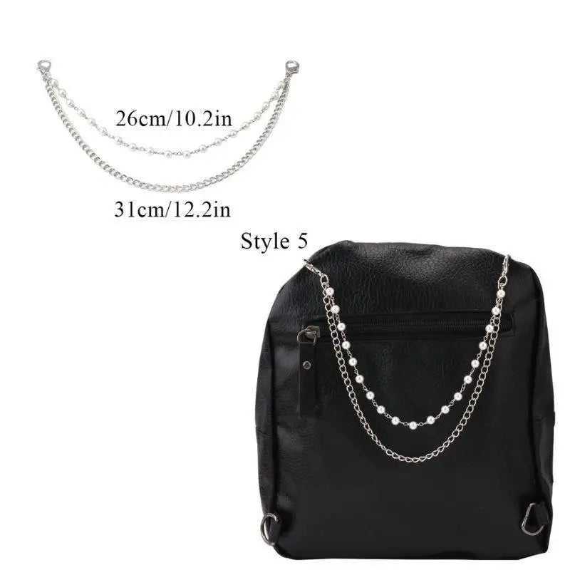 Y2k Metal Pearl Chain Strap For Bags Multi-layer Bag Chain For Handbag DIY Handles Star Pendant Shoulder Bag Chain Accessories