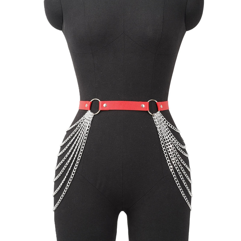 Women Sexy Leg Chain Harness garter Belt Waist Corset Belt Leather Harness Waists Thigh Harness Gothic Clothing Accessory
