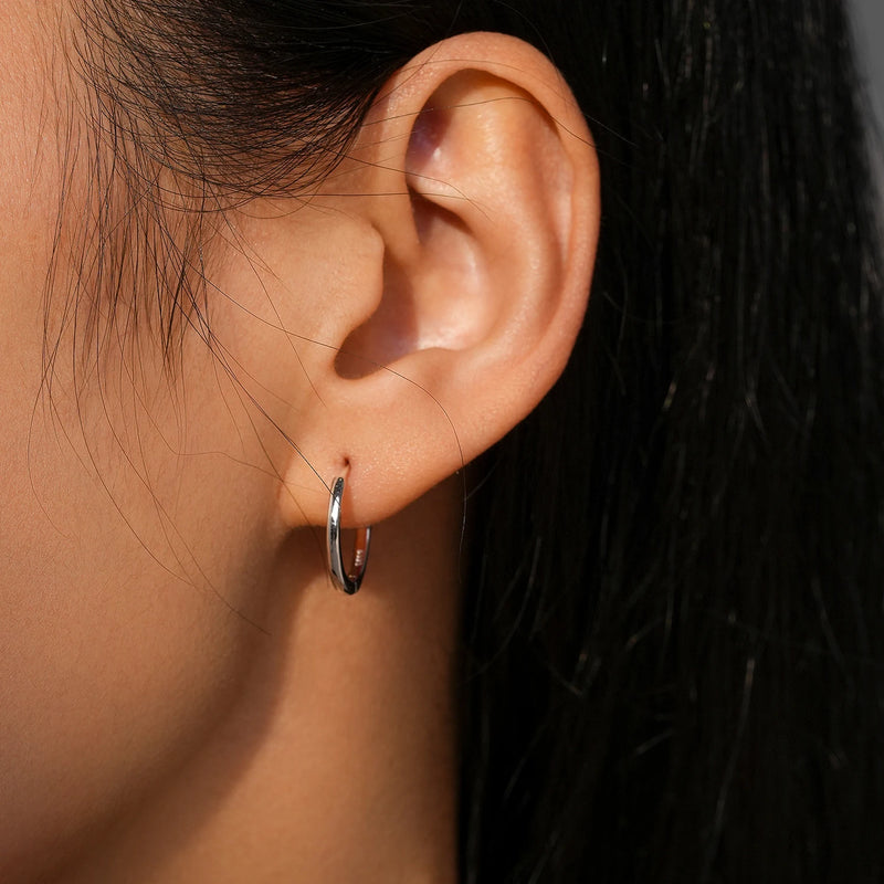 Ailmay 925 Sterling Silver Minimalist Classic Hoop Earrings, Cartilage Piercing Earrings For Women Everyday Wear And As Gifts