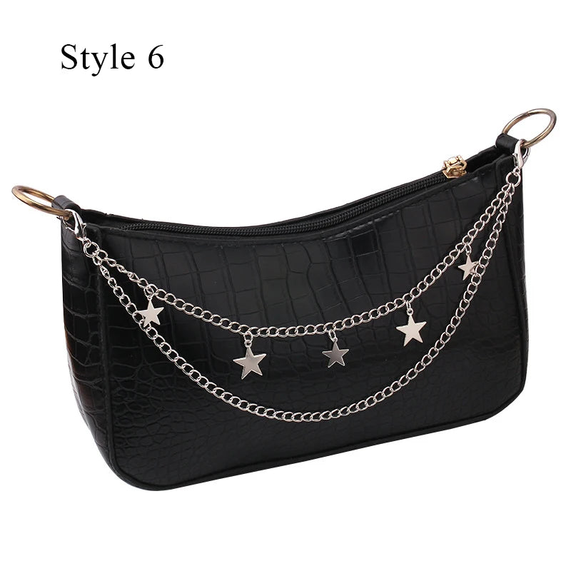 Y2k Metal Pearl Chain Strap For Bags Multi-layer Bag Chain For Handbag DIY Handles Star Pendant Shoulder Bag Chain Accessories